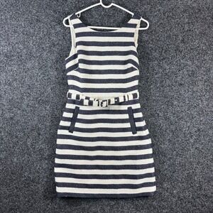 Banana Republic Heritage Navy White Stripe Belted Sheath Dress Sleeveless Size 4